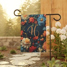 Personalized Spring Summer Monogram Garden Flag Custom Initial Floral Flag
