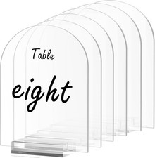 6 Pack 5x7 Inch Clear Arch Acrylic Signs With Stands DIY Table Numbers