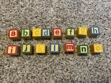 Vintage Wooden Alphabet Blocks Lot Of 15