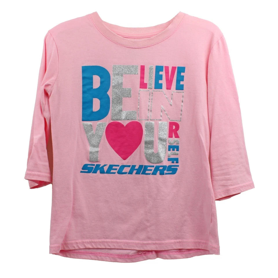 Sketchers Pink Graphic 3/4 Sleeve Pullover Believe In Yourself Girls Size 10-12 - Image 2 of 4