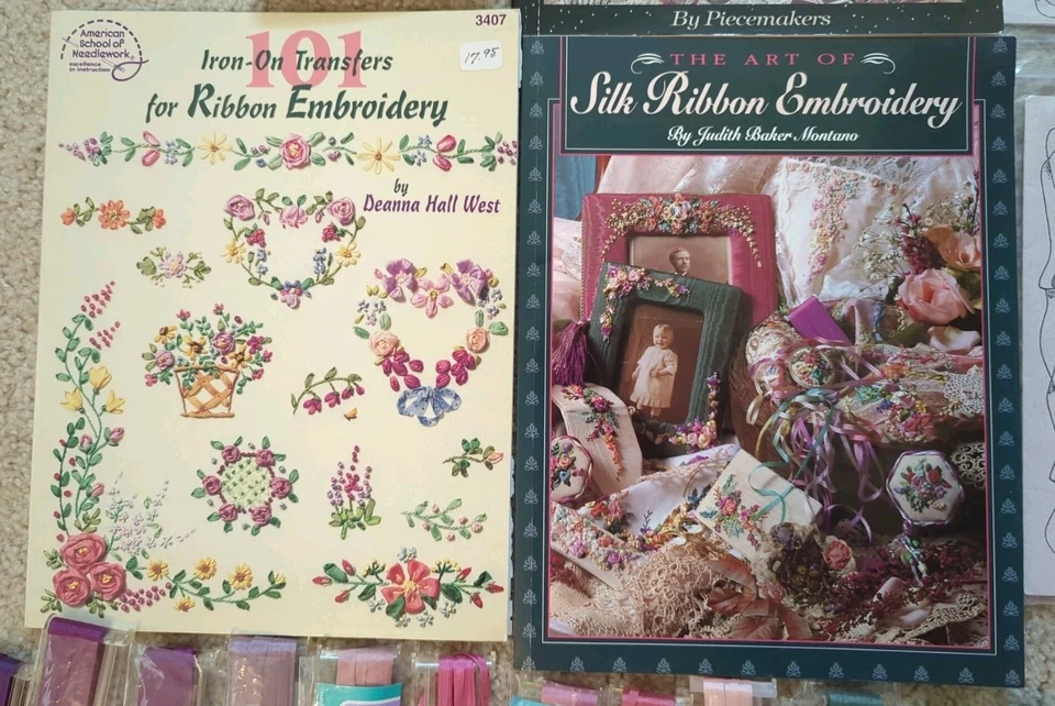 HUGE Lot~SILK RIBBON EMBROIDERY~Books+ PATTERNS+ Transfers+ RIBBON~SEE 22 PICS!  - Image 3 of 4