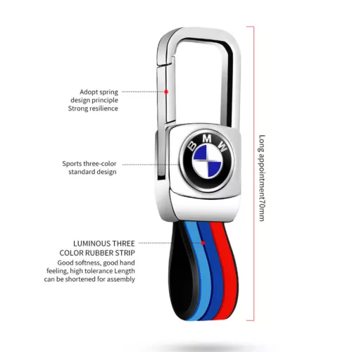 For BMW Tricolor Leather Car Keychain Metal Key Ring Fashion Car Accessories - Bild 4 von 8