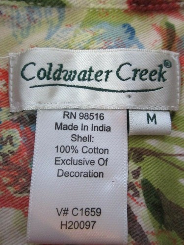 Coldwater Creek Women's Lightweight Cotton Wooden Beaded Button Floral Jacket M - Picture 10 of 12