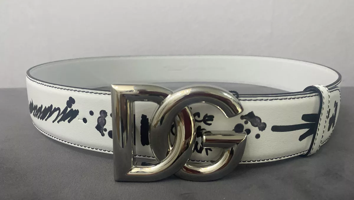 New Dolce & Gabbana DG Logo graffiti-print belt. Sz 90 $675