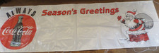 Always Coca Cola Season's Greetings Santa Large Ad Sign Unused  strings  tears 3
