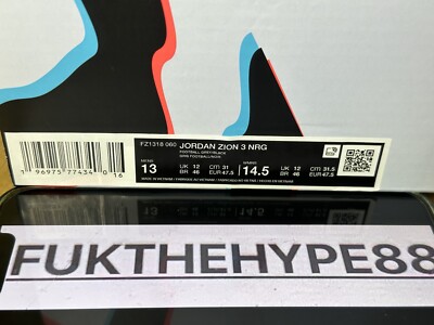 DS Jordan Zion 3 NRG “Z-3D” FZ1318-060 Men's size 13 MSRP: $150 NO