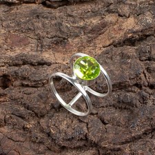 Natural Peridot Gemstone 925Sterling Silver Jewelry Handmade Beautiful Boho Ring