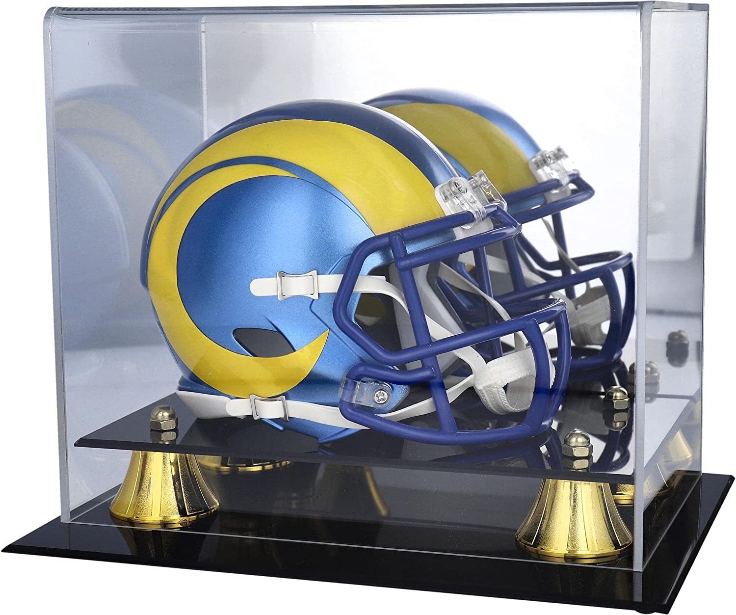Case - Football Mini Helmet Deluxe Display Cases With Gold Risers