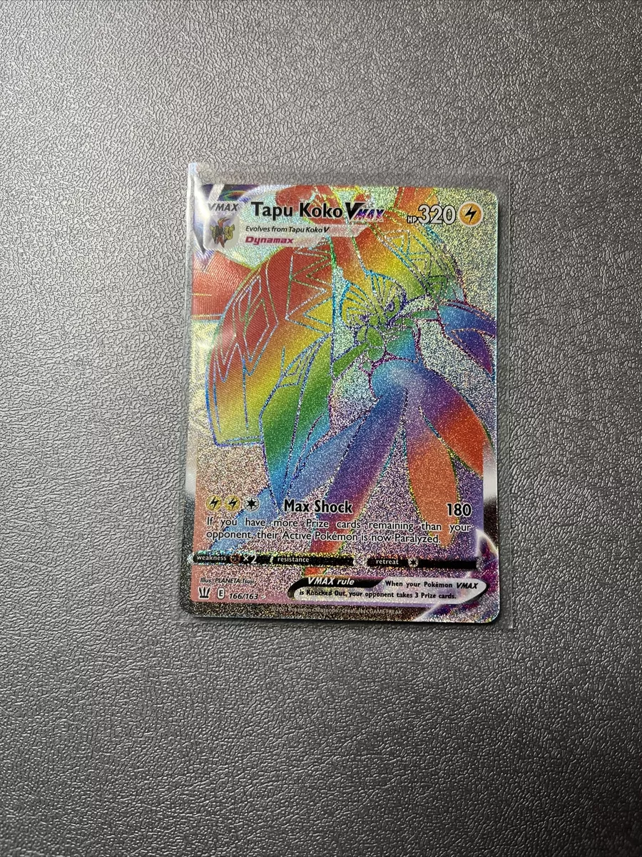 Tapu Koko Vmax 166/163 Full Art Secret Rainbow Rare Pokemon Card NM