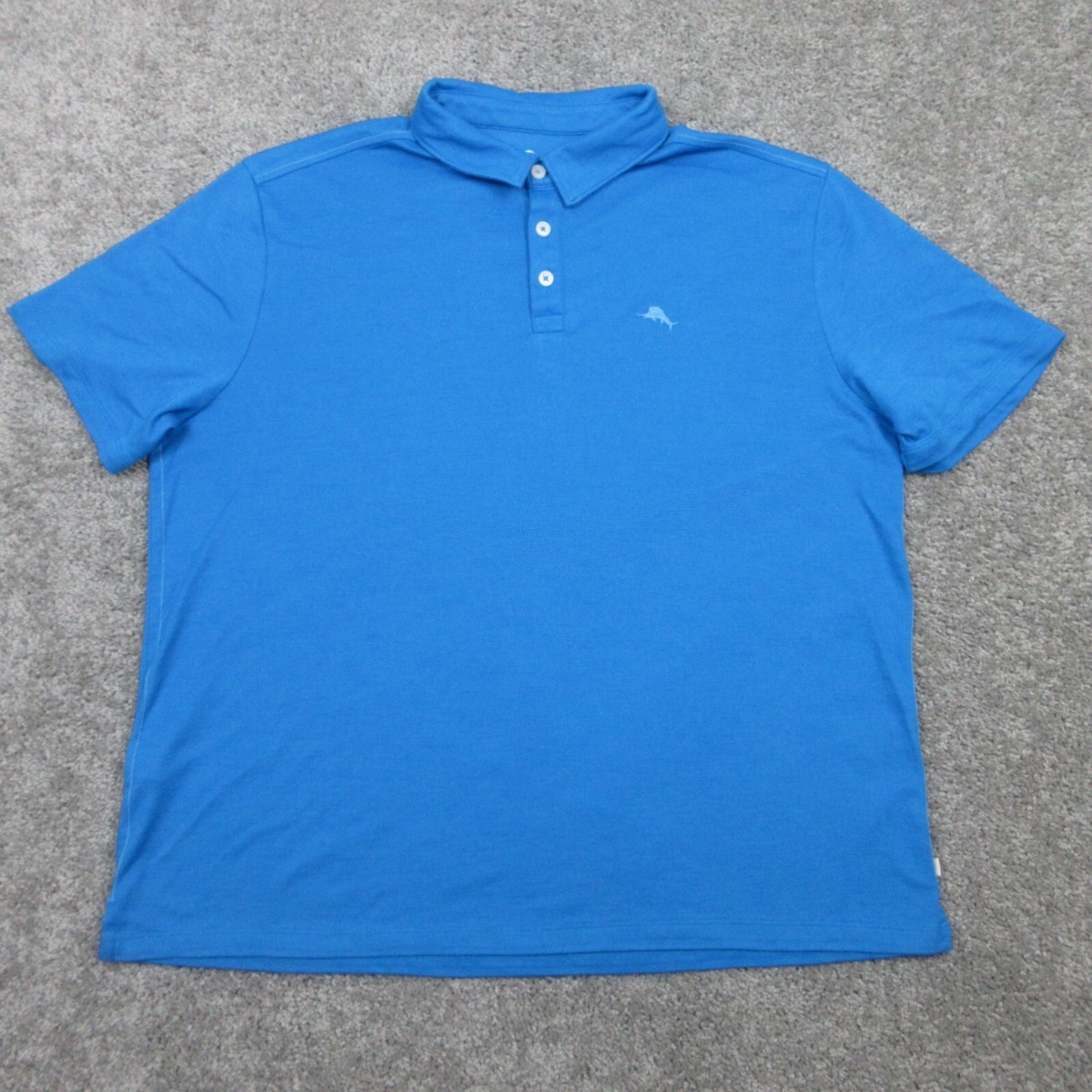 Tommy Bahama Polo Shirt Mens XXL 2XL Blue Solid Marlin Performance