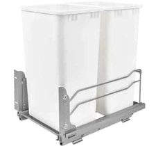 New Rev-A-Shelf 53WC-217SG-A Double 35/50 Quart Under Mount Waste Container Kit