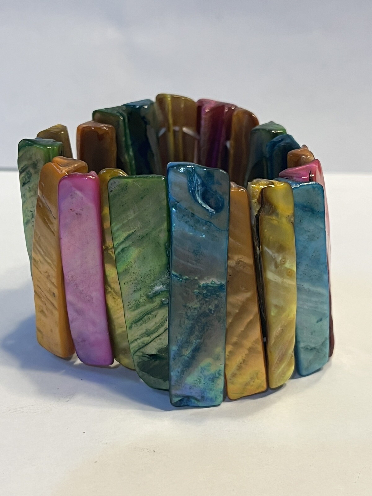 Multicolored Accordion Shell Statement Bracelet O… - image 3