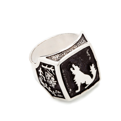 Silber Ring Wolf Navajo Style Westernschmuck Indianerschmuck Siegelring Wölfe