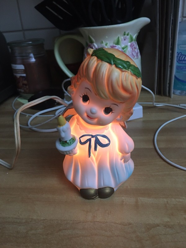 Vintage Guardian Angel Night Light Nursery Lamp Girl Baby's Room