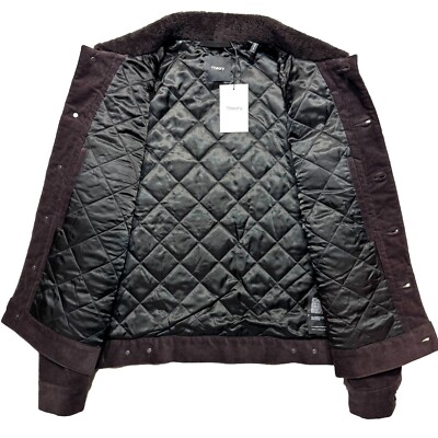 THEORY Mens Neil Corduroy Shearling Collar Trucker Jacket Mink