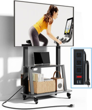 Mobile TV Stand on Wheels with Power Outlet, Adjustable for 32-75" TVs