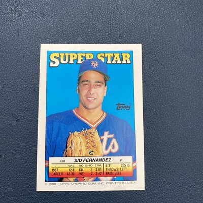 1988 Topps Stickers #28 Sid Fernandez Super Star Backs EX