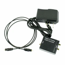 RCA Digital to Analog Toslink Coaxial Audio Converter Adapter with Optical Cable