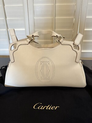 Cartier White Leather Marcello Handbag Shoulder Bag Logo New