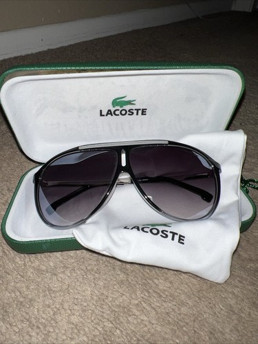 Occhiali da sole NOS vintage LACOSTE 135 - Francia anni '90 - Grandi - Nero/argento