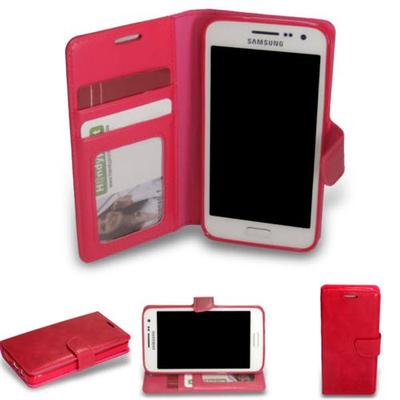 HPO Buch Handy Tasche für Samsung Galaxy A3 2016 SM-A310 Klapp Case Silikon PINK