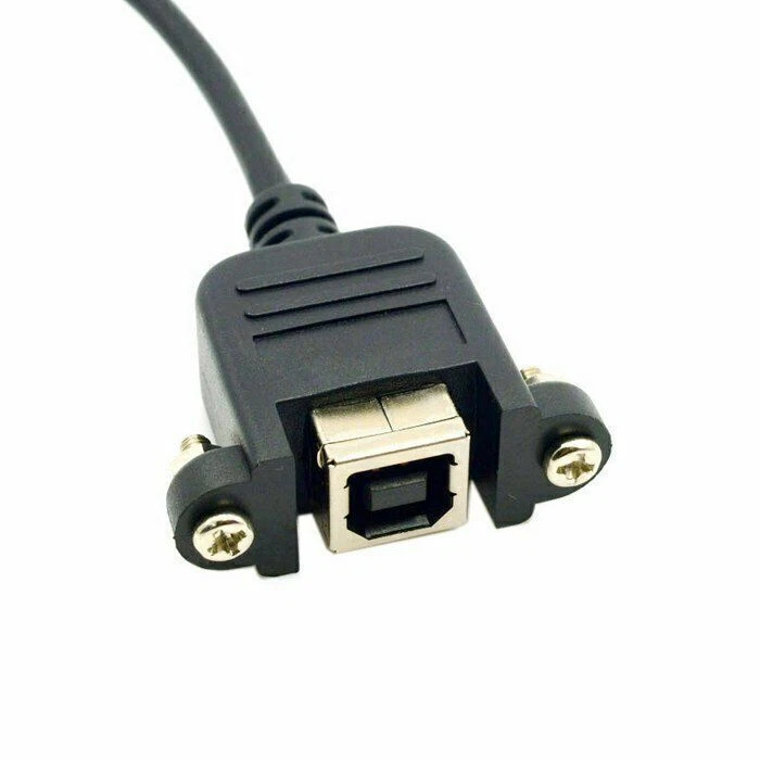 2pcs 90D Left & Right Angled USB B Type Male to Female Extension Cable Screws - Image 3 of 4