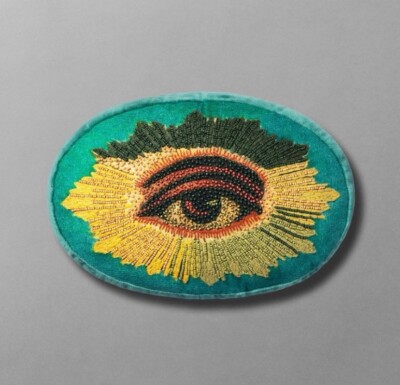 John Derian Target Threshold Halloween Fall Evil Eye Plush Beaded Pillow 12 X 8 