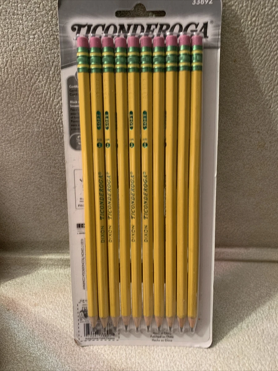 TICONDEROGA Pencils, Wood-Cased, Pre-Sharpened, Graphite #2 HB Soft,  Yellow, 10