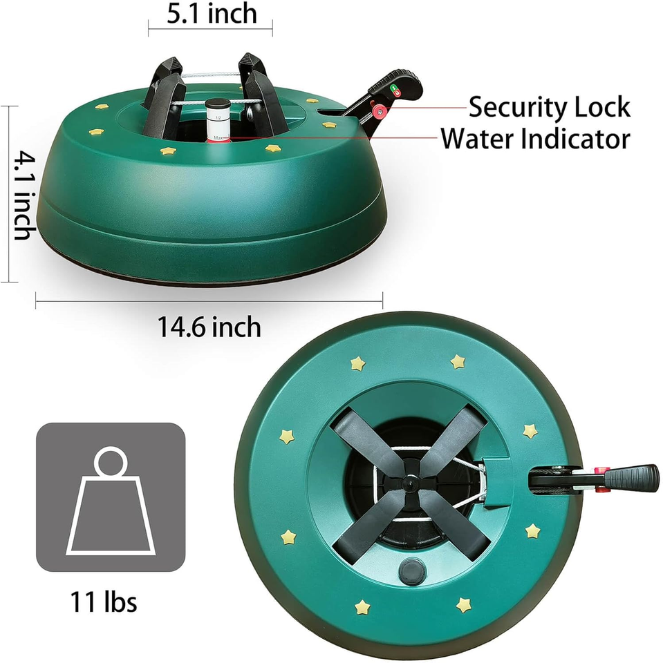 Christmas Tree Stand with Water Reservoir, Fast Clamped 8Ft Tree with 5