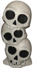Seasonal Lighted Halloween Stacked Skulls Decor White. Batterys not included