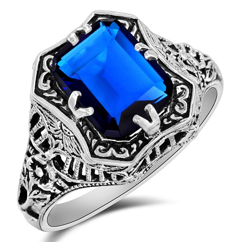 2CT Heat Treated Kyanite 925 Sterling Silver Victorian Style Ring Sz 6 XA3-1