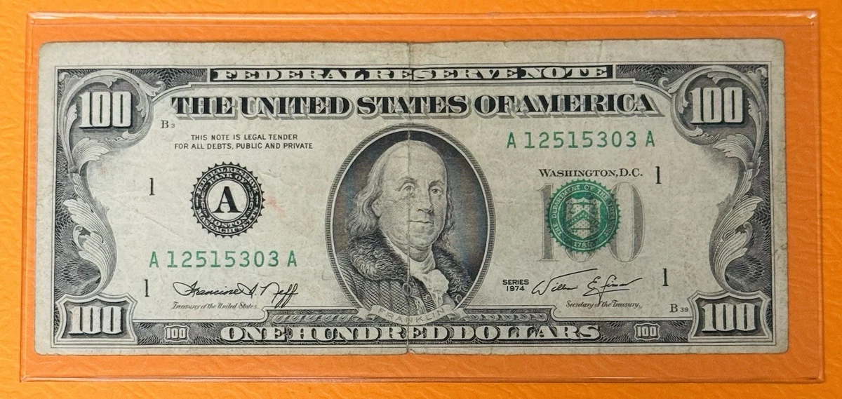 【中古】 銀行界100のQ＆A Uncertified $100 1974 US Small Size Paper Money Notes for sale | eBay