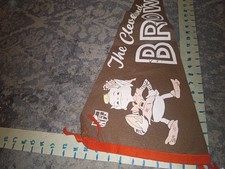 1960s Vintage Cleveland Browns Pennant Banner ft Brownie Elf rare
