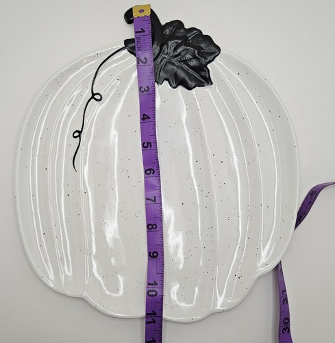 Kürbis Keramik Servierplatte, Herbst Tischdeko, weiß und schwarz - Bild 6 von 6