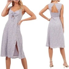 NEW ASTR The Label Purple Midi Sundress Ditsy Floral Cut-Out Back Feminine L