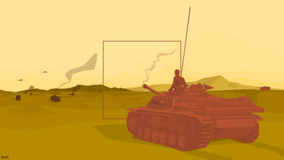 minimalism selective coloring tank war yellow brown square digital 11x17 Poster