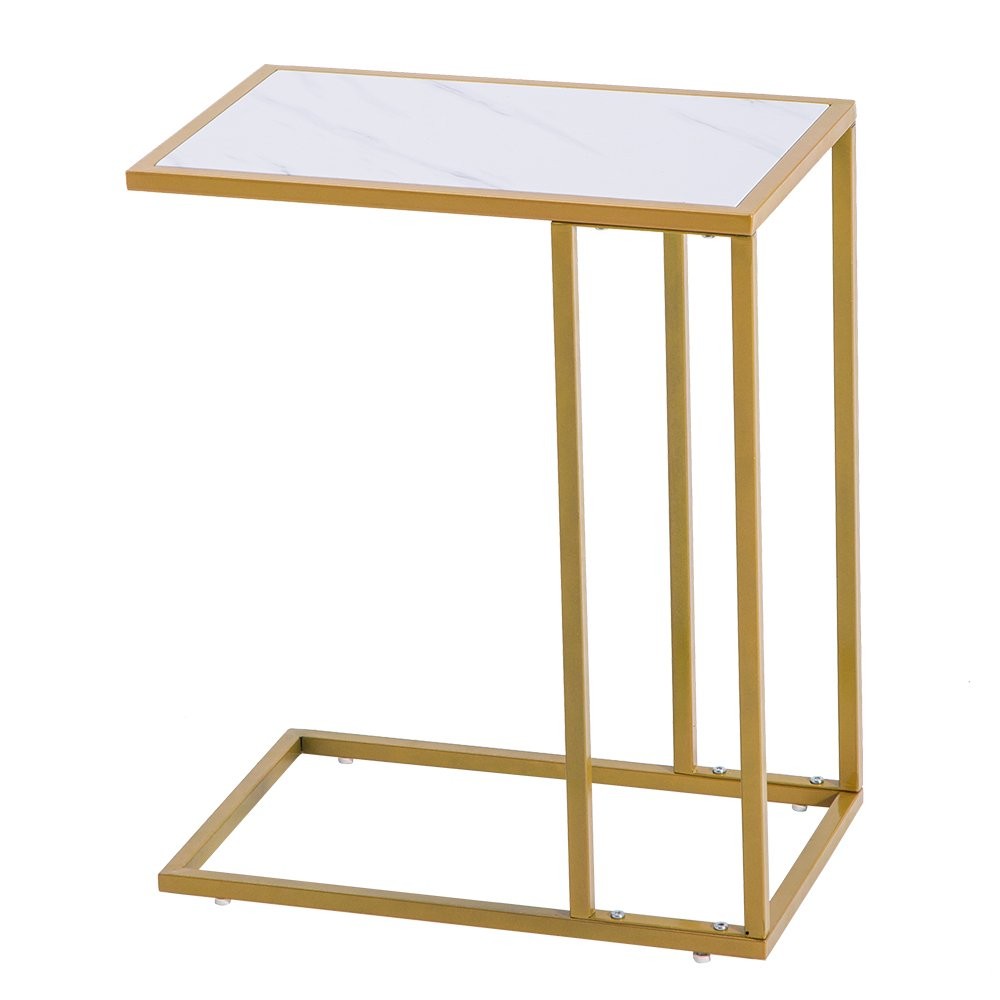 C-Shaped Marble Top Coffee Tray Sofa Side End Table Ottoman Couch Console Table
