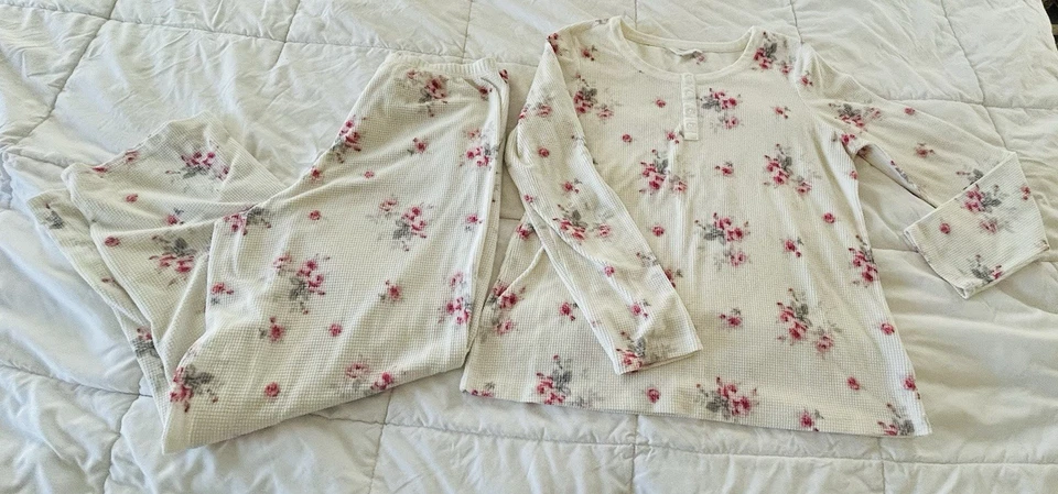 Mujer Charter Club Pijama Conjunto Floral Acogedor Cálido Pequeño Mediano  Foto 3 de 4