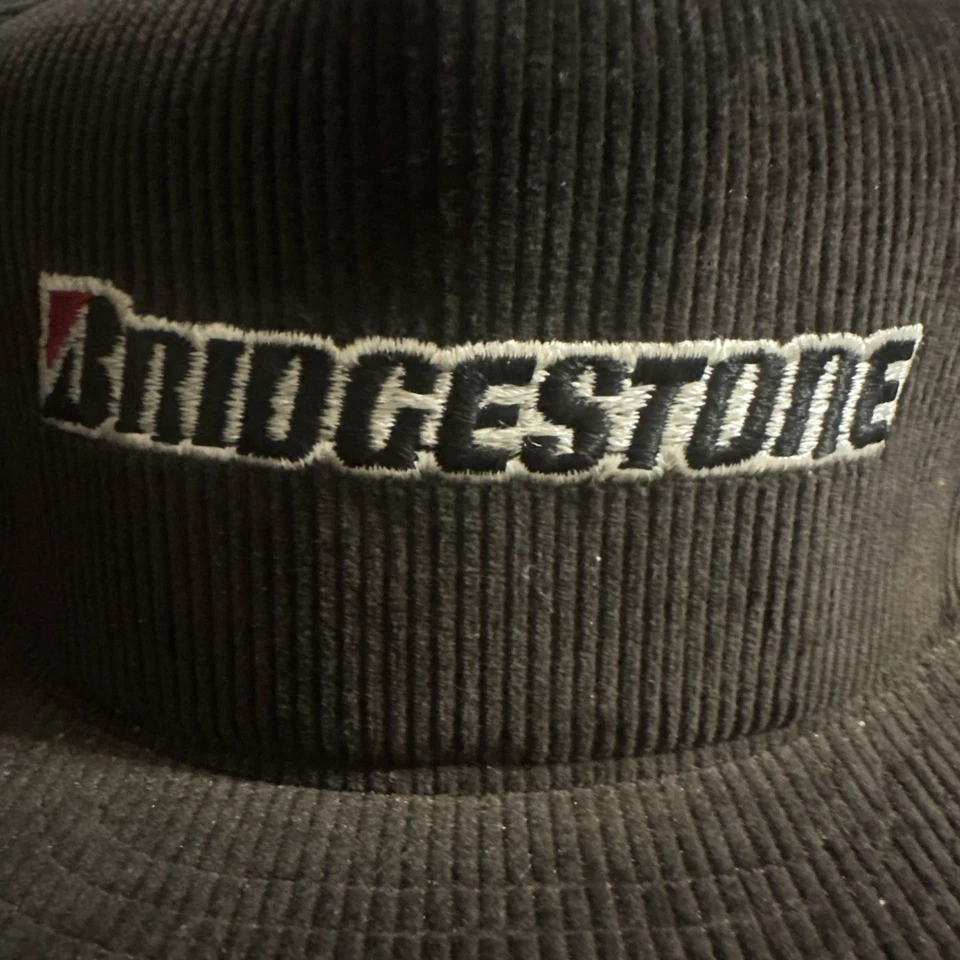 De colección Swingster Bridgestone Bordado Pana Snapback Camionero Sombrero Marrón  Foto 2 de 4