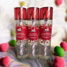BATH  BODY WORKS Milk Raspberry Holiday Pie Bar Fine Fragrance Mist X3 NEW 