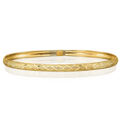 14K massives Gelbgold sechseckiger flexibler Armreif Armband 7,5 Zoll Diamantschliff