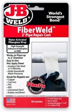 1 Pc JB Weld 38260 FiberWeld 2" Pipe Repair Cast FiberGlass Pipe Repair Cast