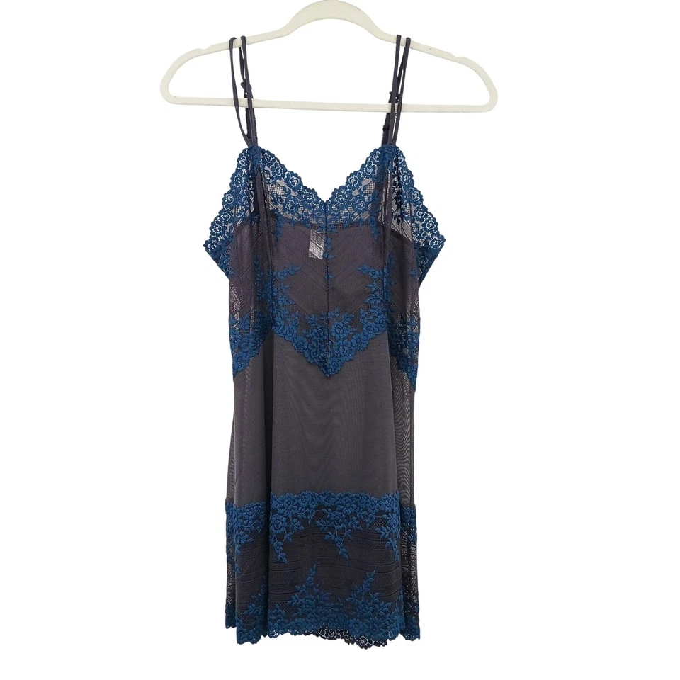 Wacoal Embrace 蕾丝 Chemise 女式大号透明蕾丝蓝色灰色内衣网眼性感 — 第 2/4 张图片