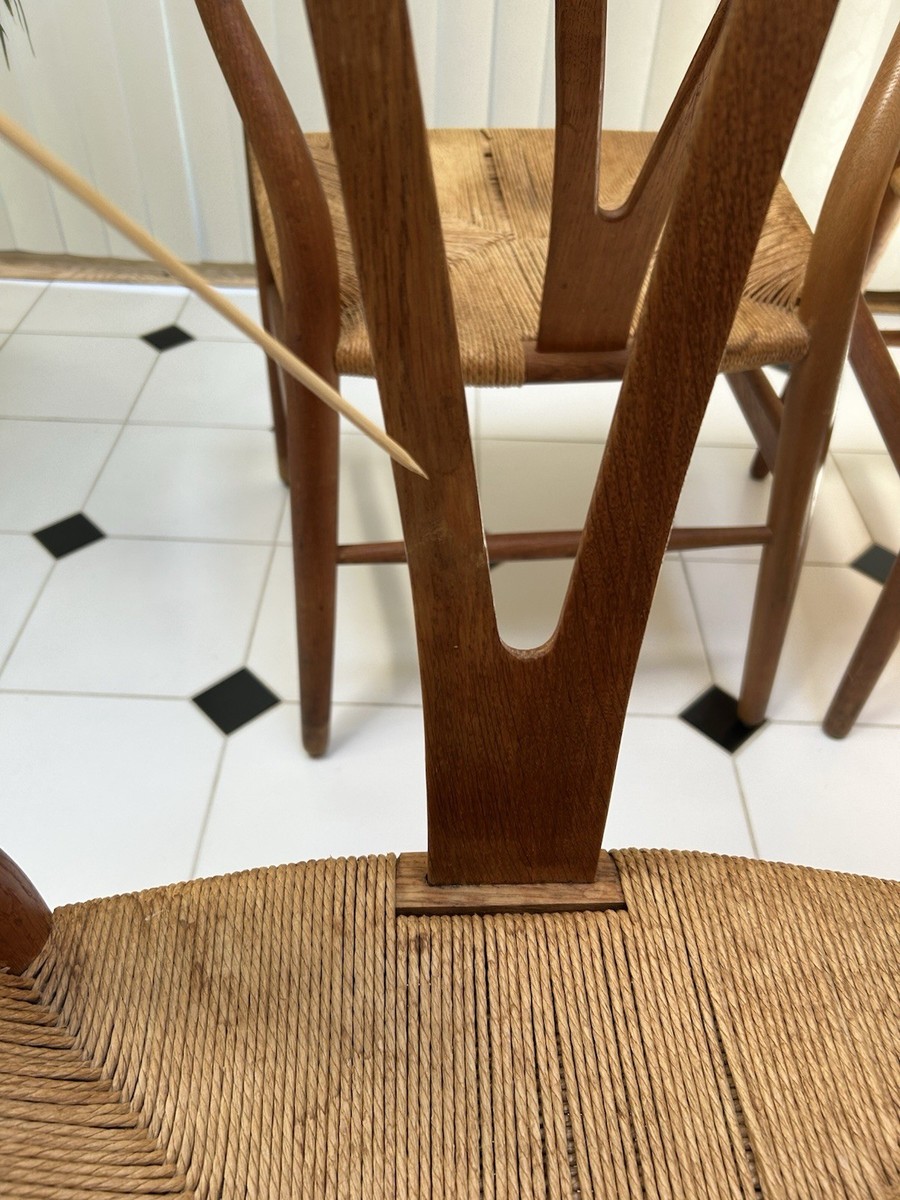 Set Of 4 Original 1960's Carl Hansen Hans Wagner Wishbone Chairs