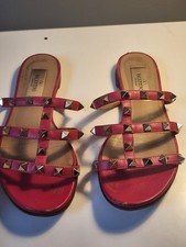 VALENTINO GARAVANI Red Leather Rosckstud Caged Strappy Women's Sandals 36/6US