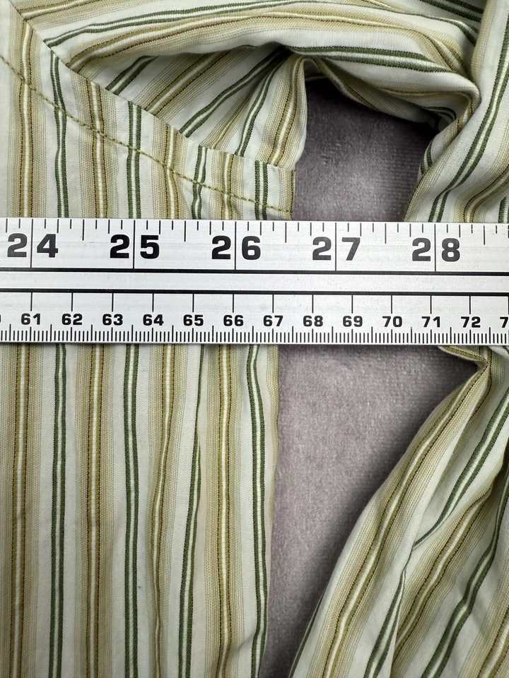 VTG Banana Republic Button Up Long Sleeve Shirt Mens 2XL Green Striped Hong Kong - Image 4 of 4