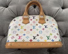 Louis Vuitton Murakami Multicolore Monogram White Satchel Zip Top Handle Bag