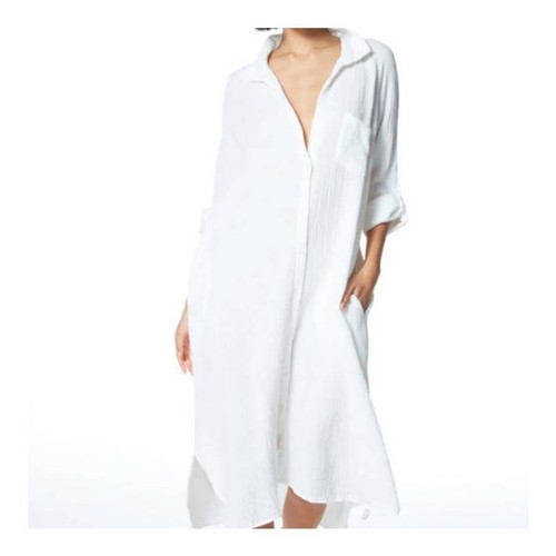 Vestido Camisa Young Fabulous & Broke Noosa Algodón Gasa Pequeño Blanco Nuevo sin Etiquetas - Imagen 4 de 10