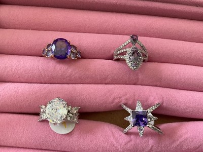 LOT BP Size 7  GOLD & Rhodium Plated Purple Purples WHite Lot of 4 NEW NO 24