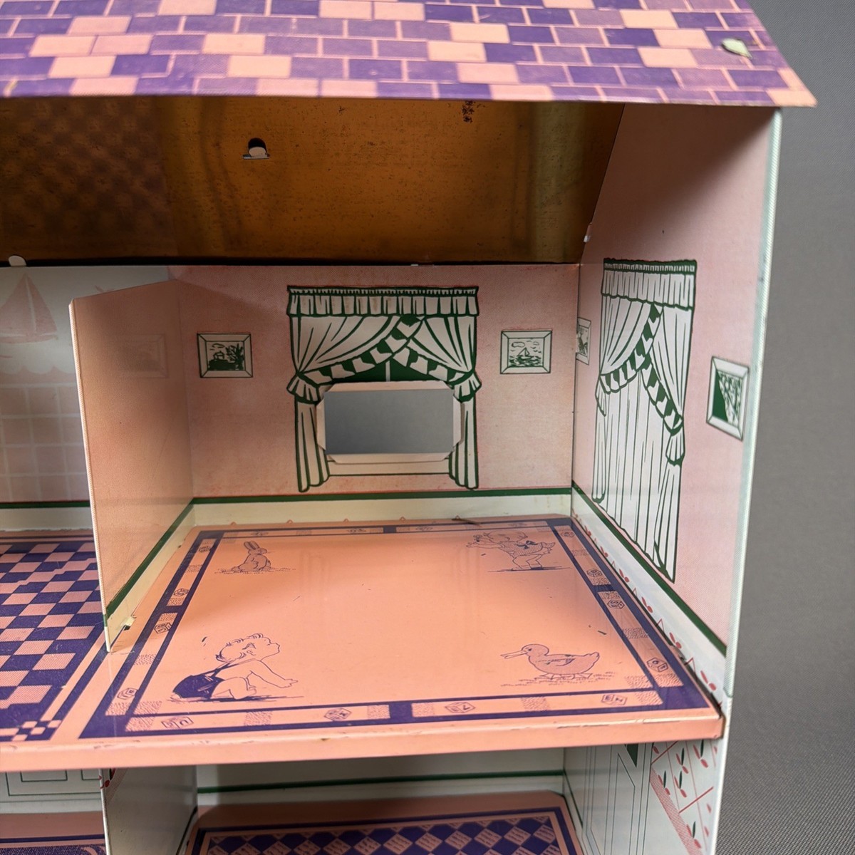 Vintage Metal Lithograph Doll House - Jayline Toys Inc. - 1940's
